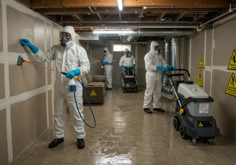 Basement Moisture Removal and Structural Drying process in Burgaw, NC